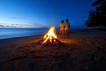 beach bonfire starlit night