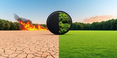 A Dramatic Earth Divided by Environmental Crisis of excellence in splendor beyond compare with grace