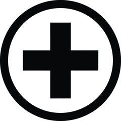 Plus Sign Circle Silhouette Black Vector | Add Symbol Icon for UI, Print, Cut Files, and Digital Projects