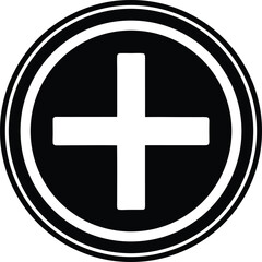 Obraz premium Plus Sign Circle Silhouette Black Vector | Add Symbol Icon for UI, Print, Cut Files, and Digital Projects