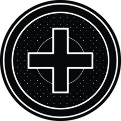 Obraz premium Plus Sign Circle Silhouette Black Vector | Add Symbol Icon for UI, Print, Cut Files, and Digital Projects