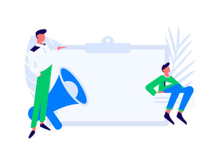 Flat vector illustration of business people operating work scene
