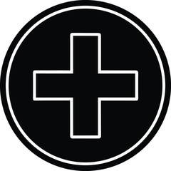 Plus Sign Circle Silhouette Black Vector | Add Symbol Icon for UI, Print, Cut Files, and Digital Projects