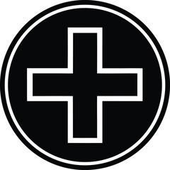 Plus Sign Circle Silhouette Black Vector | Add Symbol Icon for UI, Print, Cut Files, and Digital Projects