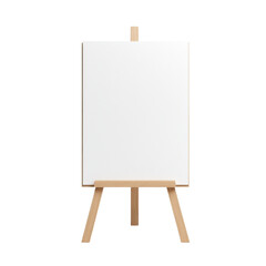 Wooden easel holding a blank white canvas ready for artwork or creative projects