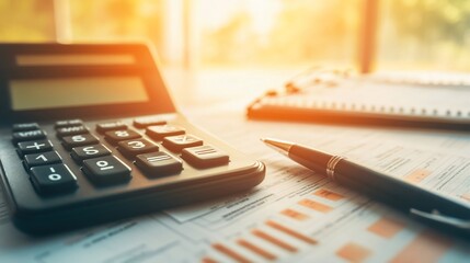 Financial Planning and Analysis: Calculator, Pen, and Charts on the Table