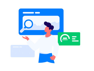 Flat vector illustration of business people operating work scene
