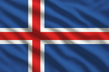 Obraz premium Waving flag of Iceland, Icelandic flag blowing in the wind, full frame smooth fold