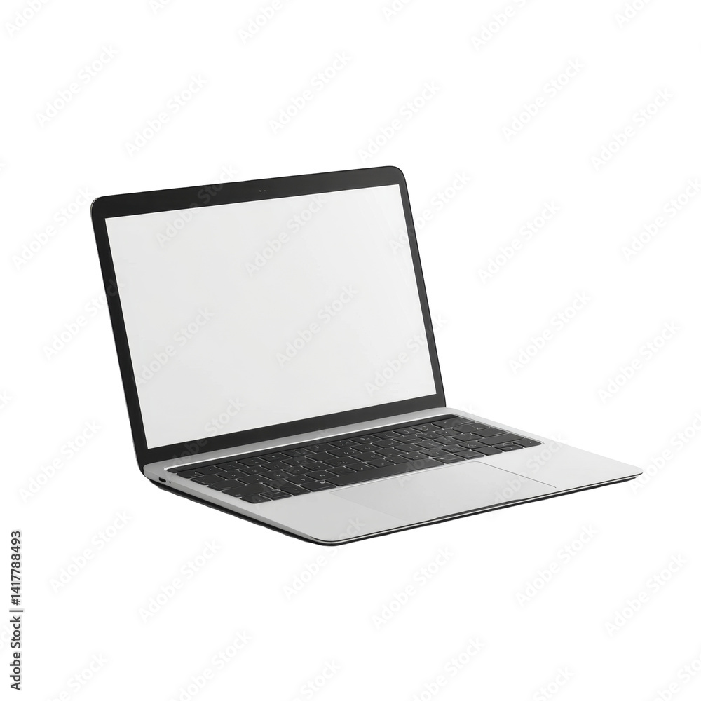 Aufkleber open laptop with blank screen displaying sleek modern design and thin profile for technology use