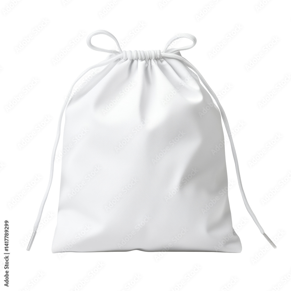 Poster white drawstring bag with soft fabric and simple design for easy carrying and storage
