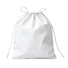 White drawstring bag with soft fabric and simple design for easy carrying and storage