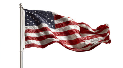 Waving Stars and Stripes: The American flag, a symbol of freedom and patriotism, billows proudly in the wind, its stars and stripes a vibrant testament to a nation's ideals and enduring spirit.