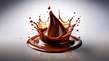 Melted chocolate pouring onto a white background, chocolate drops
