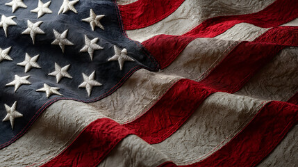 American Flag in Focus: Close-up on the iconic American flag, capturing the timeless symbol of liberty, democracy, and national pride.
