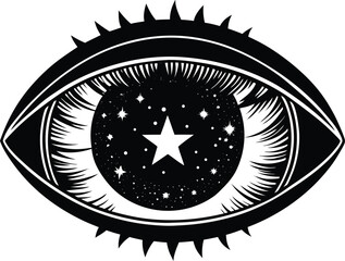 Silhouette of Eye with stars inside

