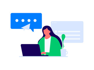 Flat vector illustration of business people operating work scene
