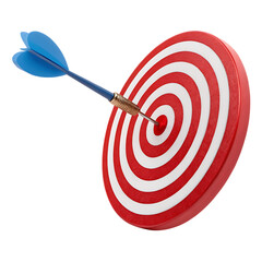 Blue dart hitting the center of a red target.