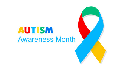 Autism Awareness Month. card with with colored tape and inscription, April. Vector EPS10