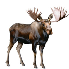 Fototapeta premium Realistic detailed moose animal figure model with impressive large antlers, fur texture, and lifelike stance for natural wildlife and nature themed displays