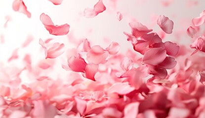 Delicate Pink Petals Falling Gently Against a Soft Blurred Background Creating a Dreamy Aesthetic