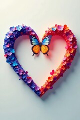 Obraz premium Colorful abstract butterfly bursting out of unlocked heart shape background, nature, metamorphosis, beauty
