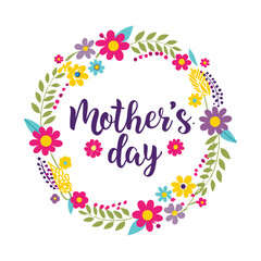 Happy Mothers Day card with flowers Top view of carnation on pink for mothers day Happy Mothers day typography design