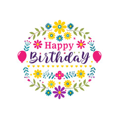 Cappy birthday card with a floral Colorful floral birthday greeting Birthday card with flowers