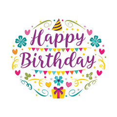 Cappy birthday card with a floral Colorful floral birthday greeting Birthday card with flowers