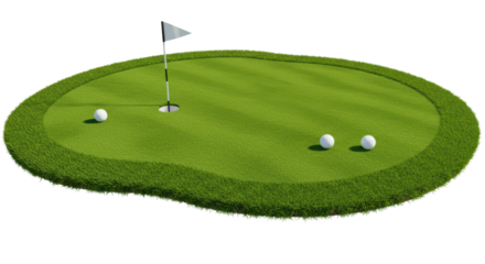 Isolated Golf Green with Flag and Balls