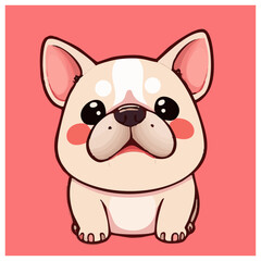 a cute lovely  french bulldog cartoon illustration with heart and love