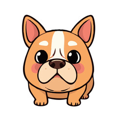 a cute lovely  french bulldog cartoon illustration with heart and love