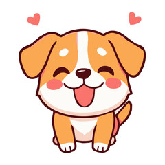 a cute lovely dog cartoon illustration with heart and love