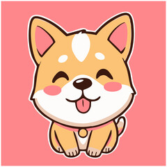 a cute lovely dog cartoon illustration with heart and love