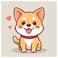 a cute lovely dog cartoon illustration with heart and love