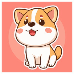 Fototapeta premium a cute lovely dog cartoon illustration with heart and love