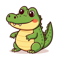 Obraz premium a cute lovely crocodile cartoon illustration with heart and love