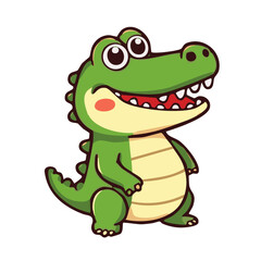 a cute lovely crocodile cartoon illustration with heart and love