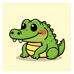 a cute lovely crocodile cartoon illustration with heart and love
