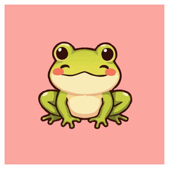 a cute lovely frog cartoon illustration with heart and love