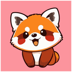 a cute lovely red panda cartoon illustration with heart and love