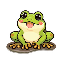 a cute lovely frog cartoon illustration with heart and love