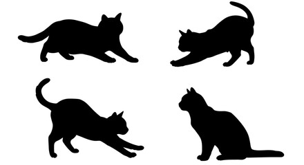 Set of Black Animal Silhouettes Flat Vector Collection on White Background
