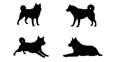 Set of Black Animal Silhouettes Flat Vector Collection on White Background
