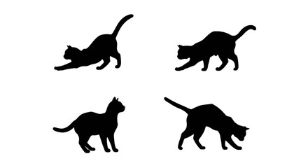 Set of Black Animal Silhouettes Flat Vector Collection on White Background
