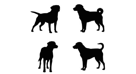 Set of Black Animal Silhouettes Flat Vector Collection on White Background

