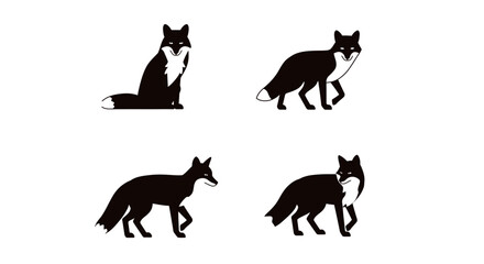 Set of Black Animal Silhouettes Flat Vector Collection on White Background
