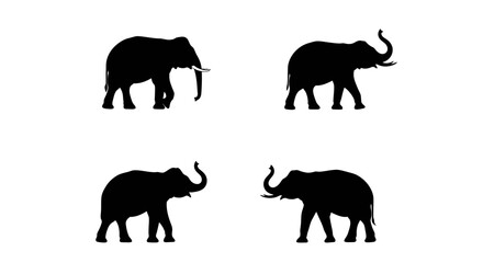 Set of Black Animal Silhouettes Flat Vector Collection on White Background
