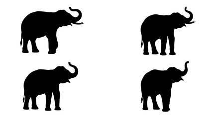 Set of Black Animal Silhouettes Flat Vector Collection on White Background

