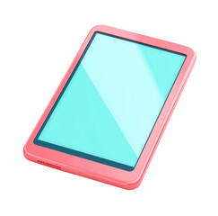 3D Tablet Computer Icon With Transparent Background. Isolated blank Tablet PC in plastic cartoon style.