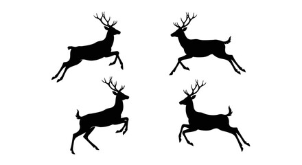 Fototapeta premium Set of Black Animal Silhouettes Flat Vector Collection on White Background 
